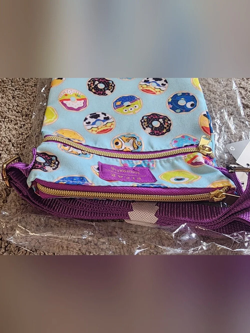 New Loungefly Disney Pixar Characters Donut Passport Crossbody Bag